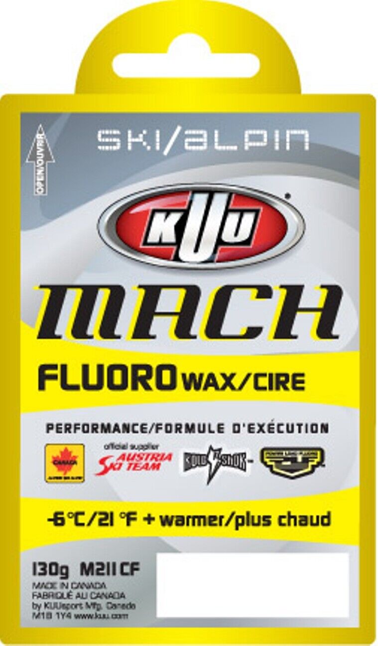 Kuu High fluoro yellow moist warm board ski wax Made in Canada (M211CF)