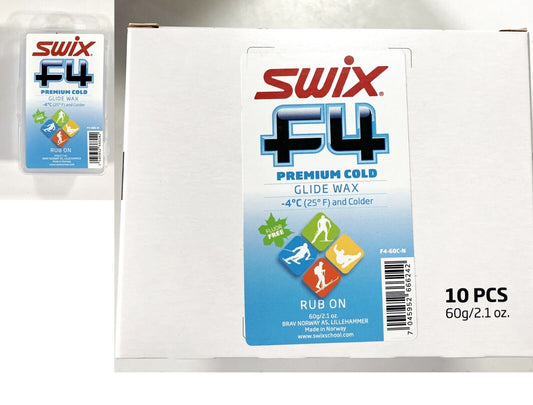 Swix F4 Premium rub-on Cold 60g 10-PACK (-4C & cold) (600g total) Made in Norway