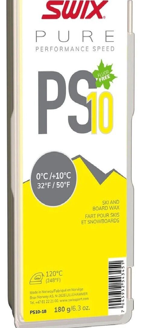 Swix PS10 Fart de ski chaud (0 à +10 C) 180g Fabriqué en Norvège 