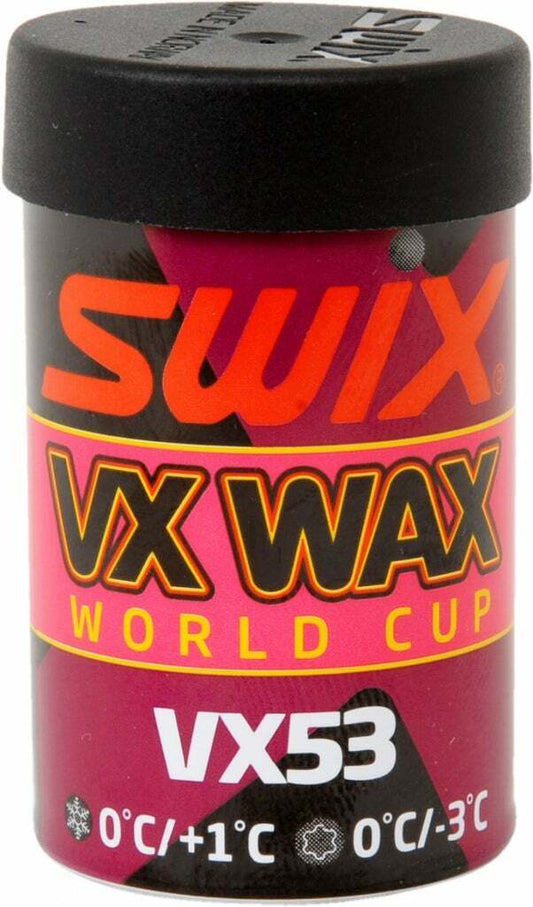 Swix VX53 High Fluor +0°C/-3°C Kick ski XC Wax 45g Fabriqué en Norvège 