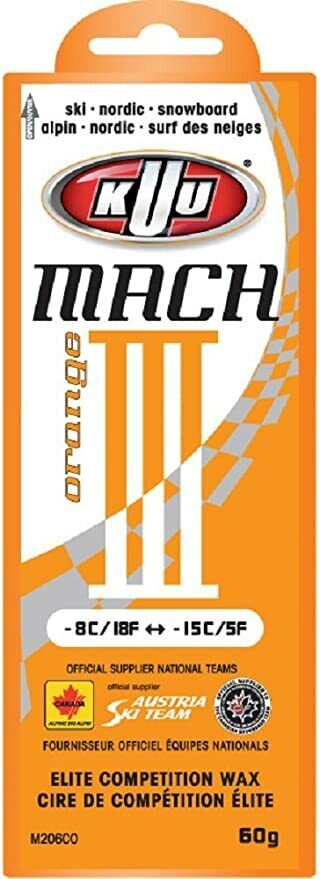 Kuu High fluoro Mach III ORANGE ski wax 300g w/scraper Made in Canada (M207COFB)